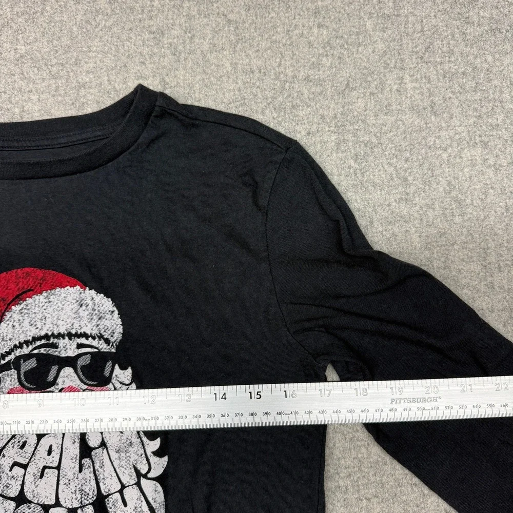 Sonoma Long Sleeve Graphic Tee Size M 10/12 Black Feelin Jolly Santa Christmas